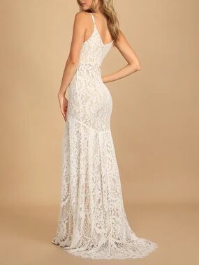 Lulu's Ivory/White Lace Maxi Dress